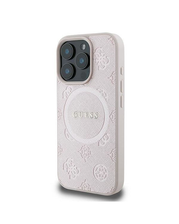Guess GUHMP16LPSAPSMEP iPhone 16 Pro 6.3" różowy|pink hardcase Saffiano Peony Classic Logo MagSafe