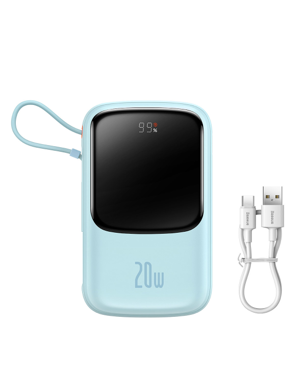 Baseus Qpow power bank 10000mAh built-in Lightning 20W Quick Charge cable SCP AFC FCP blue (PPQD020003)