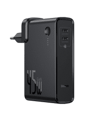 Baseus GaN power bank 10000 mAh fast wall charger PPS 45 W 2x USB Typ C Quick Charge 3.0 Power Delivery (gallium nitride) + USB Type C 1 m cable black (PPNLD-F01)