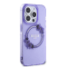 Guess PC|TPU Flowers Ring Glossy Logo MagSafe Чехол для iPhone 15 Pro фиолетовый