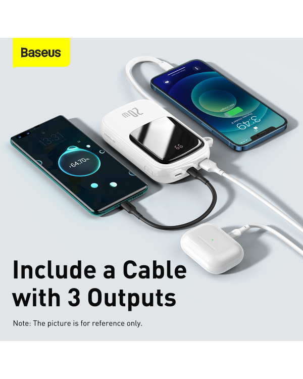 Powerbank Baseus Qpow PRO with cable, 20000mAh, 20W (White)