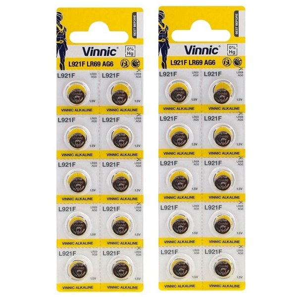 Vinnic AG6 / LR69 / SR920W / 171 / GP71A / 371 / Alkaline 1.5V Батарея (10шт.)