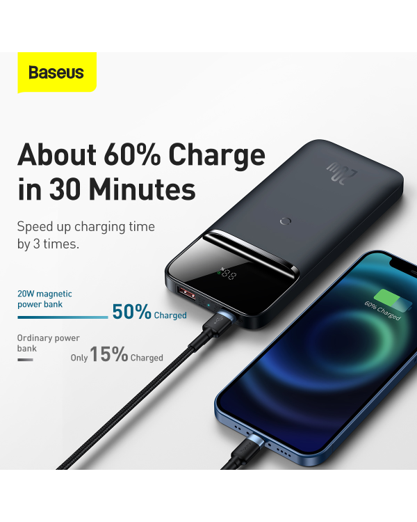 Baseus Magnetic powerbank 10000mAh 20W Overseas Edition navy blue + USB cable - USB Type C (PPCX010201)