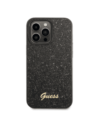 Guess PC/TPU Glitter Flakes Metal Logo Case for iPhone 14 Pro Black