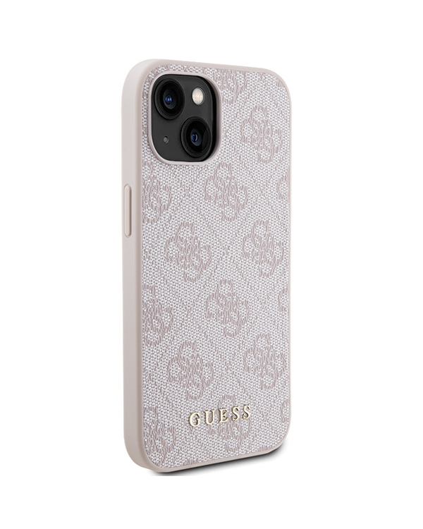 Guess GUHCP15SG4GFPI iPhone 15 6.1" różowy|pink hard case 4G Metal Gold Logo
