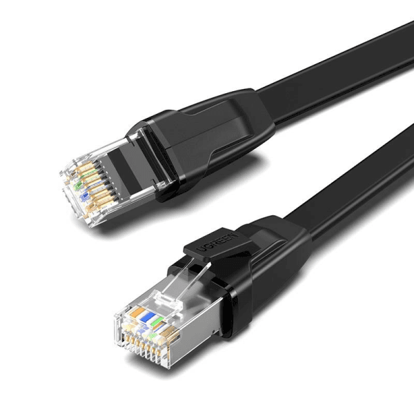 Обложка книги «UGREEN NW134 Cat 8 U/FTP Flat Ethernet RJ45 Cable Pure Copper 2m (black)»