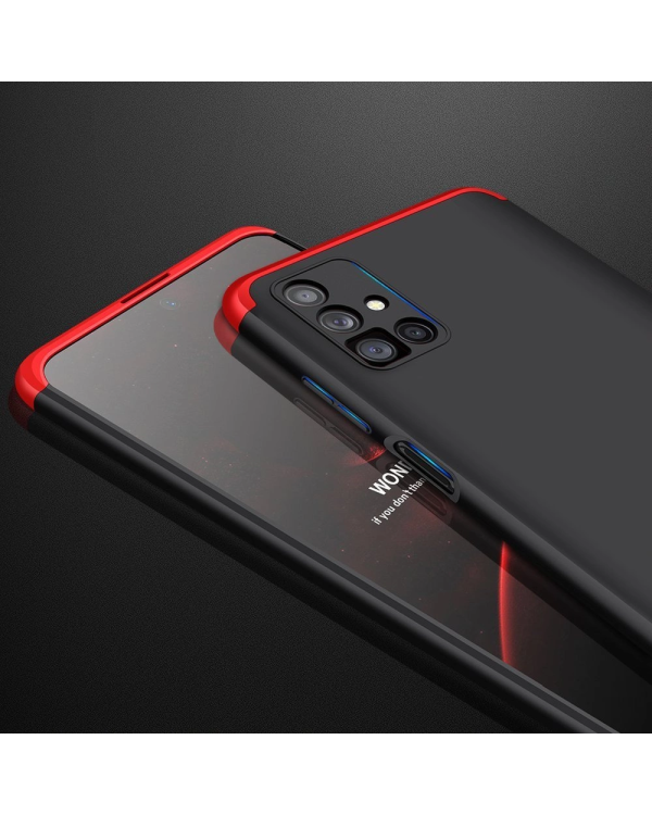 GKK 360 Protection Case Front and Back Case Full Body Cover Samsung Galaxy M51 black-red
