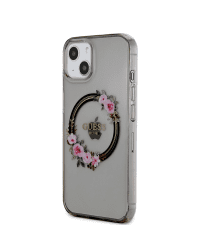 Guess PC|TPU Flowers Ring Glossy Logo MagSafe Чехол для iPhone 13 черный