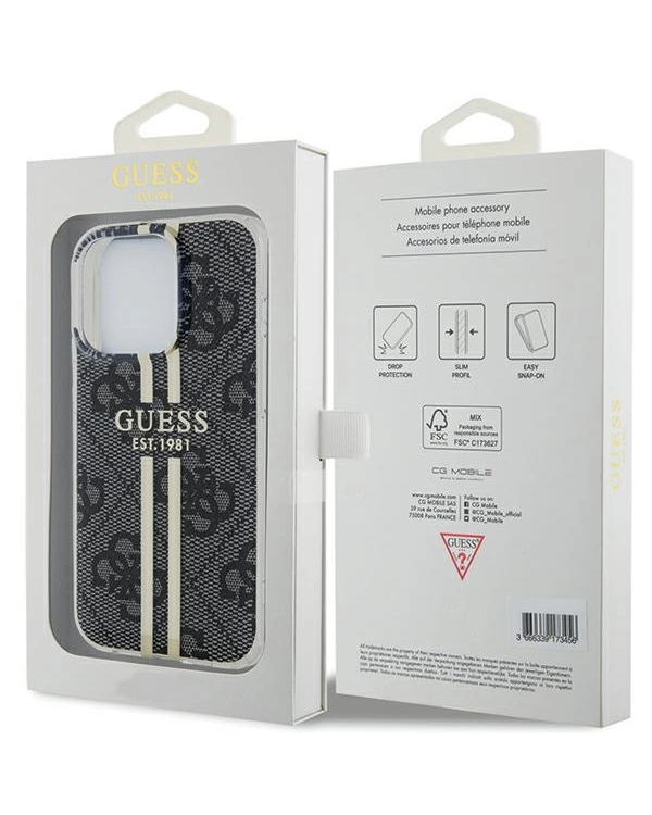Guess IML 4G Gold Stripe case for iPhone 15 Pro Max - black
