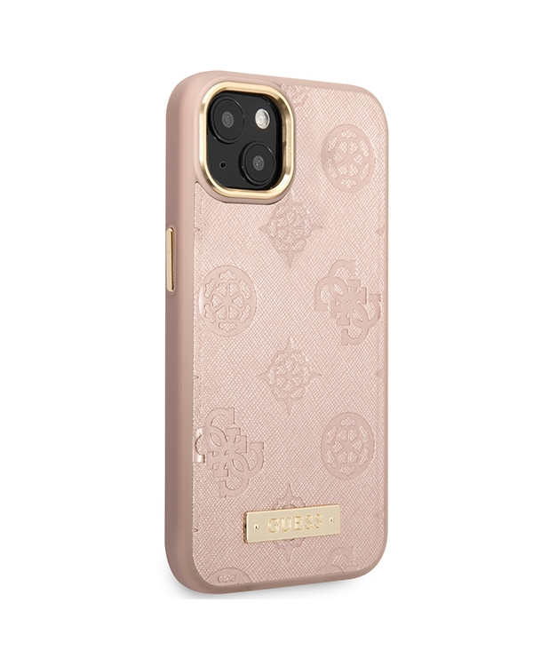Guess GUHMP14SSAPSTP iPhone 14 6,1" розовый жесткий чехол Peony Logo Plate MagSafe