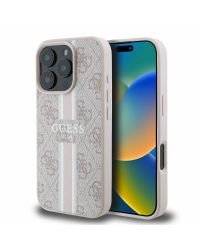 Guess GUHMP16XP4RPSP iPhone 16 Pro Max 6.9" розовый жесткий чехол 4G Printed Stripes MagSafe