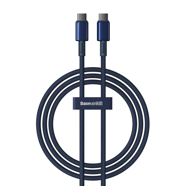 Кабель USB-C - USB-C Baseus Tungsten Gold, 100 Вт, 1 м (синий)