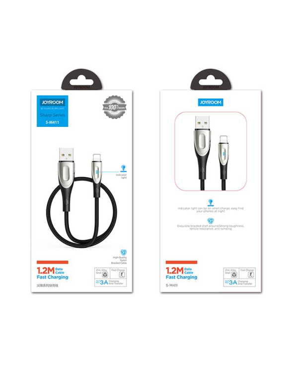 Кабель USB для Lightning Joyroom Sharp S-M411 2.4A, 3м (черный)