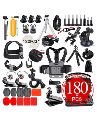 Набор аксессуаров Fusion 180 в 1 для экшн-камер / GoPro / HERO9 / Xiaomi YI / EKEN / OSMO / MountDog (EVA CASE) V2