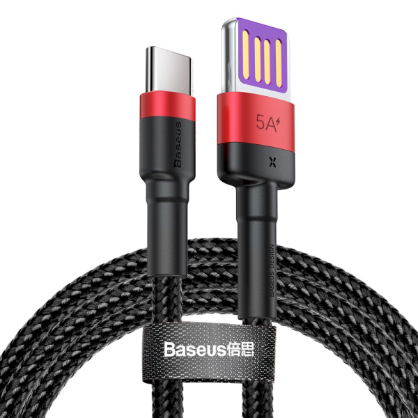 Обложка книги «Baseus Cafule HW Quick Charging Data cable USB Double-sided Blind Interpolation For Type-C 40W 1m Red+Black (CATKLF-P91)»