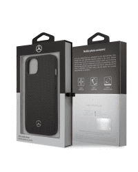 MEHCP13MDELBK Mercedes Genuine Leather Hard Case for iPhone 13 Black