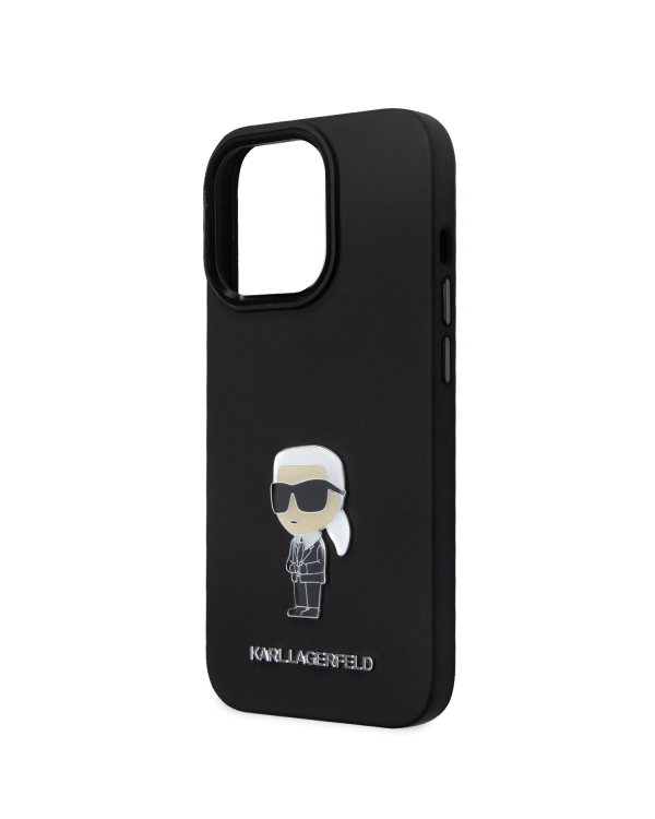 Karl Lagerfeld Liquid Silicone Metal Ikonik Case for iPhone 15 Pro Black