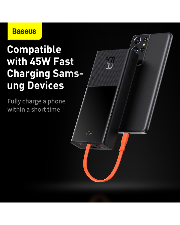 PowerBank Baseus 20000mAh, PD, 2xUSB + USB-C, USB-C cable, 65W