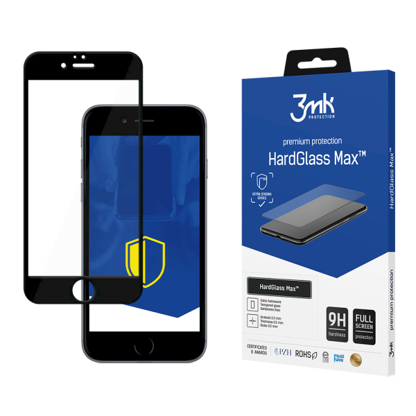 Обложка книги «Apple iPhone SE 2020 black - 3mk HardGlass Max™ screen protector»
