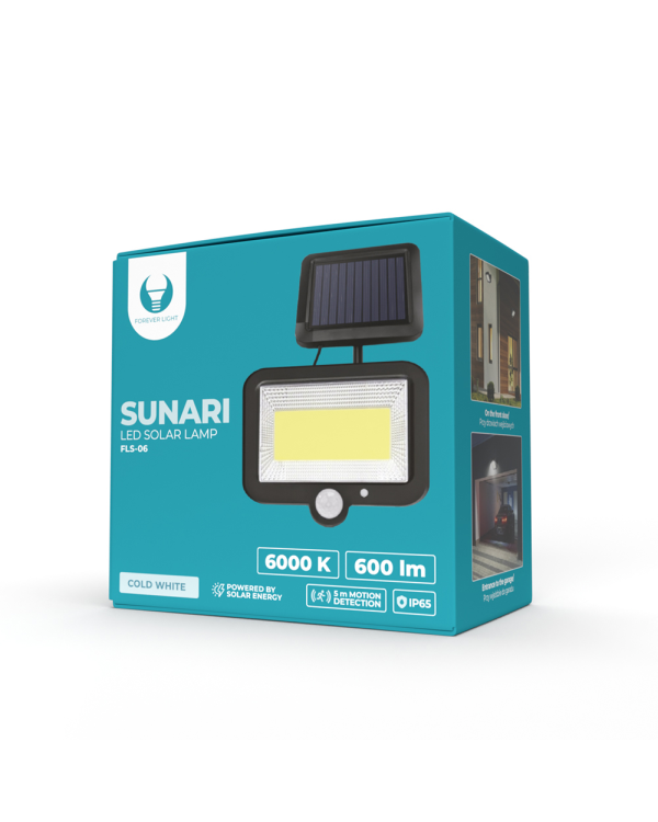 SUNARI Солнечная лампа LED FLS-06 COB PIR 8W 600lm 6000K 1800mAh Li-Ion Forever Light