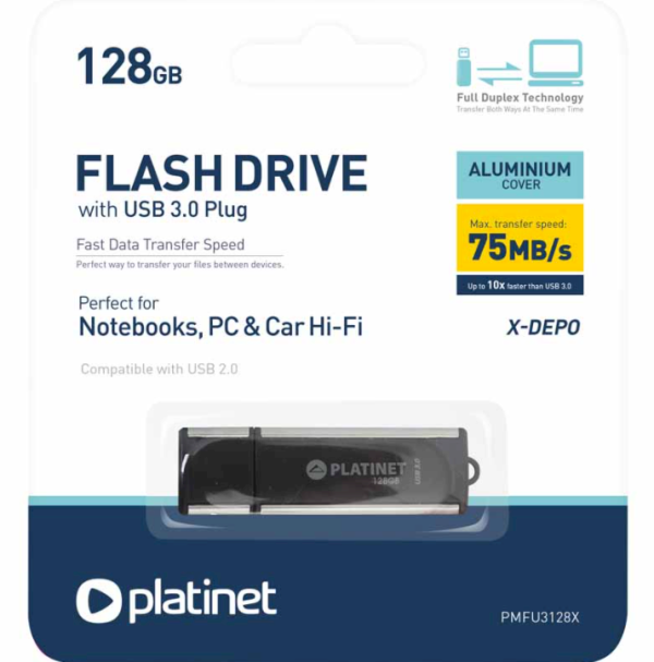 Platinet X-DEPO PMFU3128X 128GB USB 3.0 Флеш Память Черная