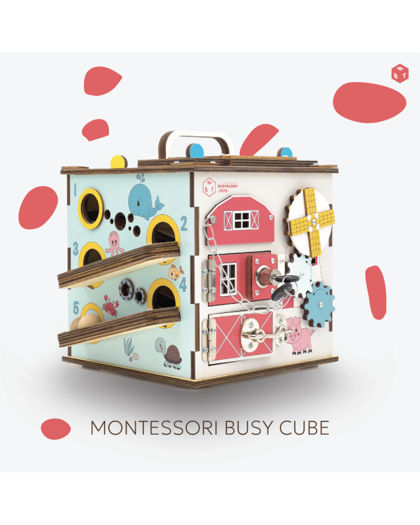 BusyBuddyToys - деревянный кубик для занятий с детьми (3+)