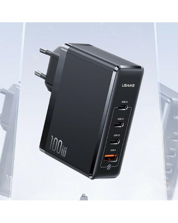 Дополнительное изображение книги «USAMS Ład. siec. 3xUSB-C+1xUSB GaN 100W T50 PD (only head) Fast Charging czarny|black CC163TC01 (US-CC163)»