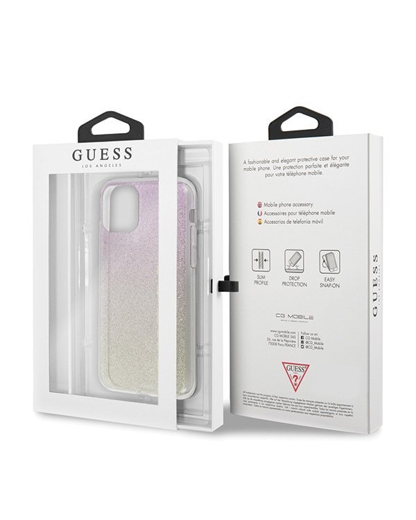Guess GUHCN65PCUGLGPI Hard Gradient Glitter Case Чехол для Apple iPhone 11 Pro Max Розовый - Золотой