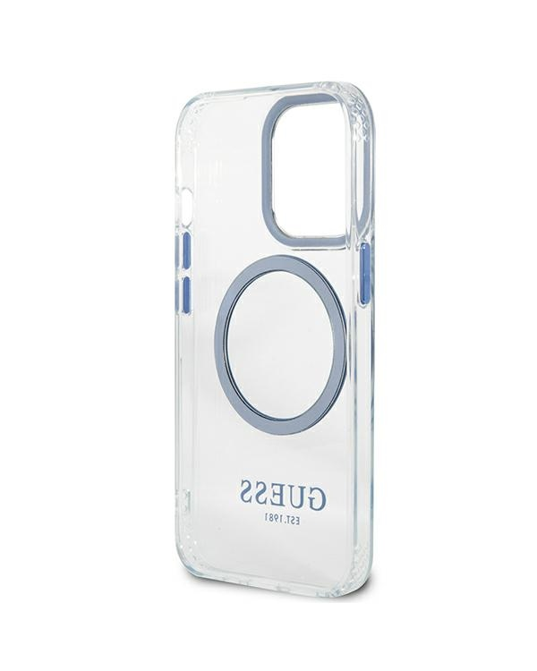 Guess GUHMP13XHTRMB iPhone 13 Pro Max 6,7" niebieski|blue hard case Metal Outline Magsafe