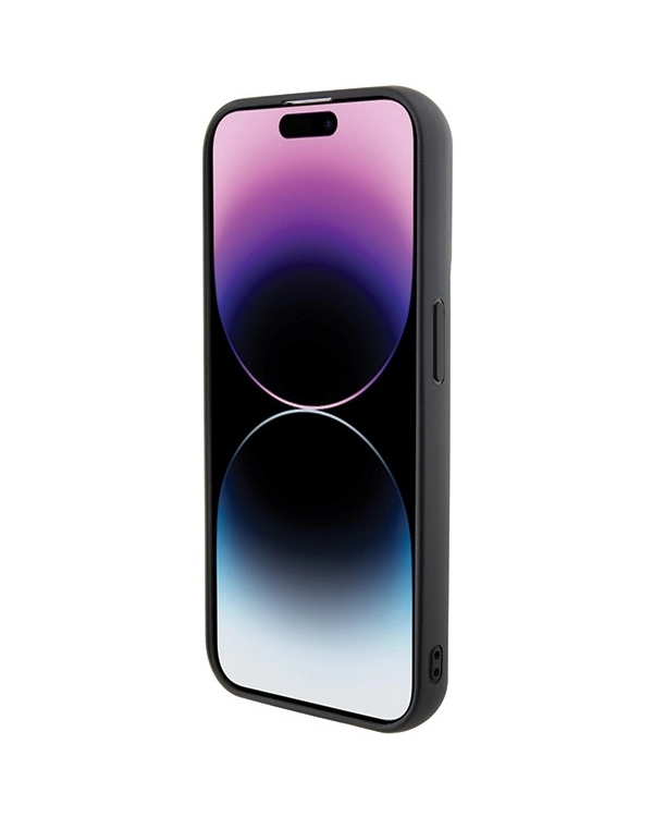Karl Lagerfeld Gripstand Saffiano Karl&Choupette Pins case for iPhone 15 Pro - black