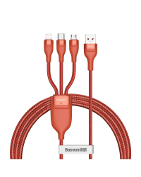 3in1 USB cable Baseus Flash Series, USB-C + micro USB + Lightning, 40W, 5A, 1.2m (orange)