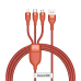 3in1 USB cable Baseus Flash Series, USB-C + micro USB + Lightning, 40W, 5A, 1.2m (orange)
