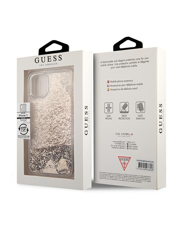 Guess GUOHCN61GLHFLGO iPhone 11 6,1" | Xr gold|złoty hardcase Glitter Charms