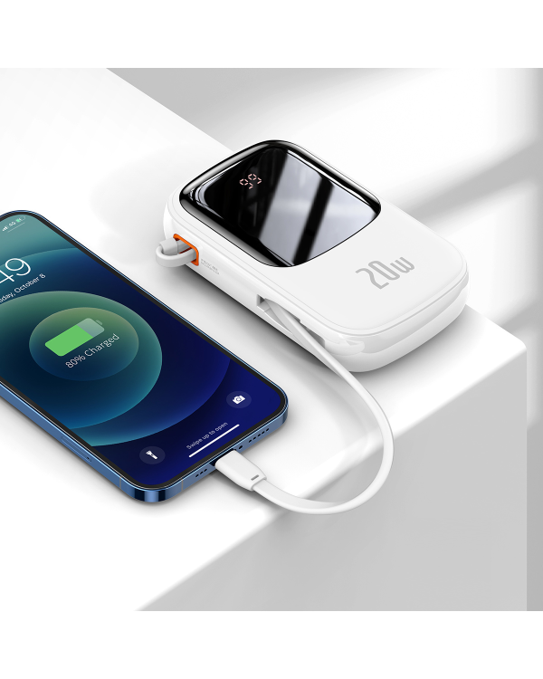 Powerbank Baseus Qpow PRO with cable, 20000mAh, 20W (White)