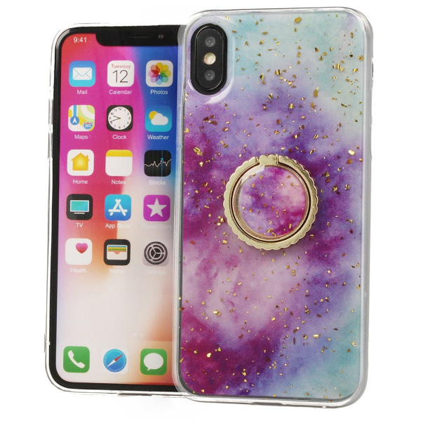 Fusion Marble Ring Back Case Силиконовый чехол для Samsung A715 Galaxy A71 Фиолетовый - Синий