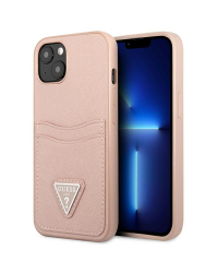Guess Saffiano Double Card Case for iPhone 13 Pink