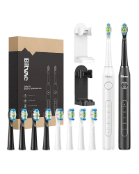 Sonic toothbrushes with tips set and 2 holders Bitvae D2+D2 (white and black)