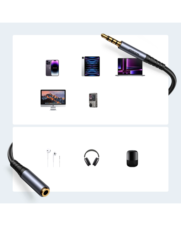 Joyroom stereo audio cable AUX 3.5 mm mini jack (male) - mini jack (female) 1.2 m black (SY-A09)