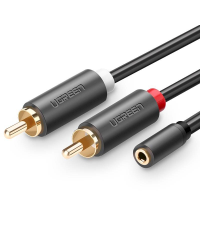 UGREEN AV102 2x RCA cable (Cinch) jack 3.5 mm 0,25m (black)