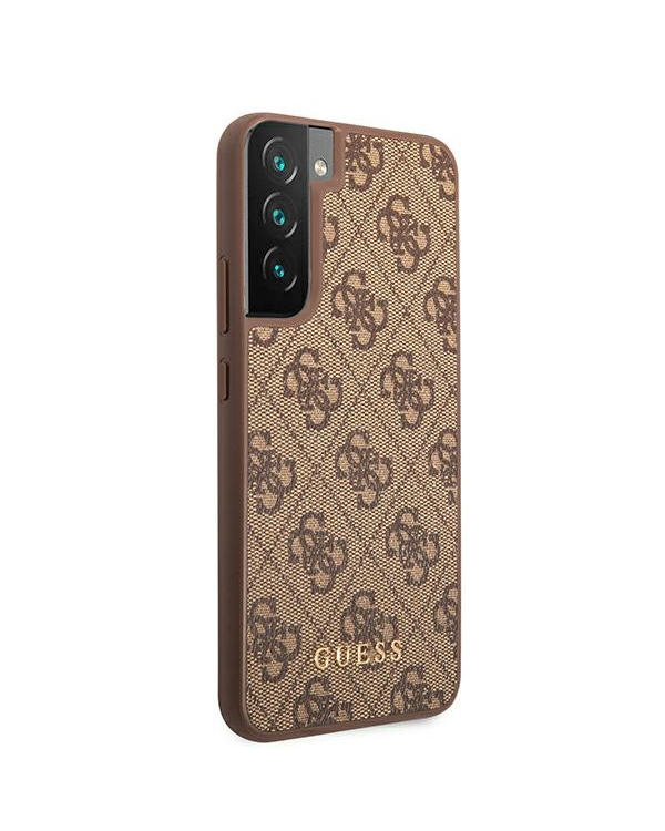 Guess GUHCS22SG4GFBR S22 S901 brązowy|brown hard case 4G Metal Gold Logo