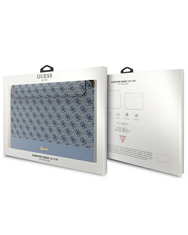 Guess Sleeve GUCS14PS4SGB 14" blue|blue 4G Stripe Metal Logo