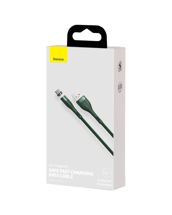 USB magnetic cable - Micro USB Baseus Zinc 2.1A 1m (green)