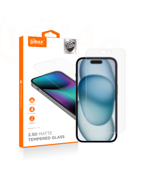 Vmax tempered glass 0.33mm clear glass for  iPhone 15 6,1" matte
