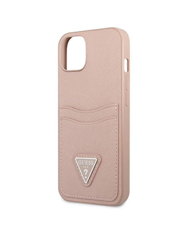 Guess Saffiano Double Card Case for iPhone 13 Pink