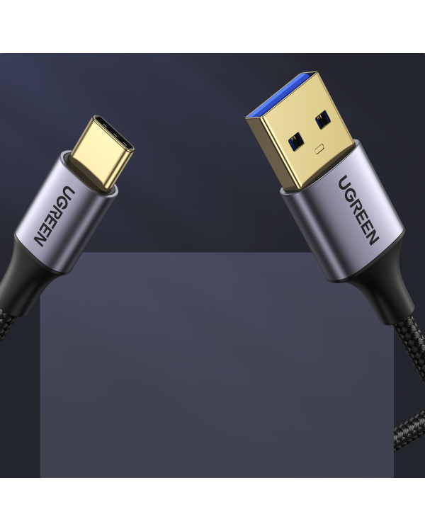 Дополнительное изображение книги «Ugreen US187 USB3.0 A|M to USB-C|M 2M Cable with Dark Gray Aluminum Sheath Black»