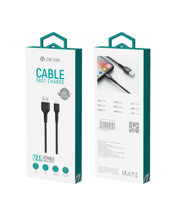 Дополнительное изображение книги «Devia cable Gracious USB - Lightning 2,0 m 2,1A black»