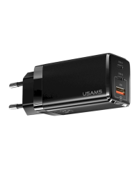USAMS T33 GaN 65W Mini Fast Charger + SJ406 U43 C to L Cable Black