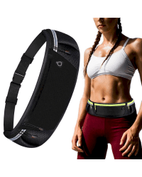 Ultimate reflective stripe Running Belt with headphone outlet black