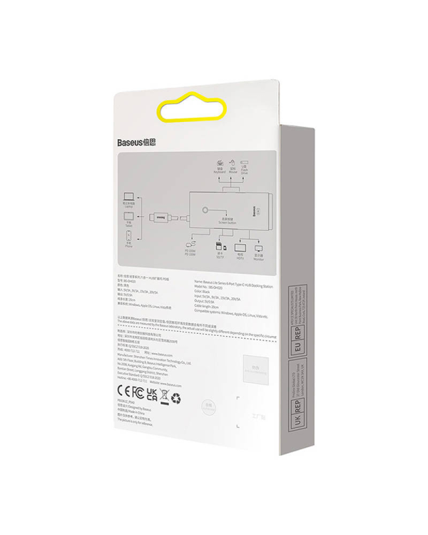 Хаб Baseus OS Lite 6-Port (Type-C to HDMI+USB3.0*2+PD+SD|TF) (черный