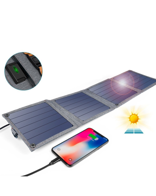 Choetech Foldable Travel Solar Solar Solar Charger 14W with USB 5V / 2.4A Solar Panel Gray (SC004)